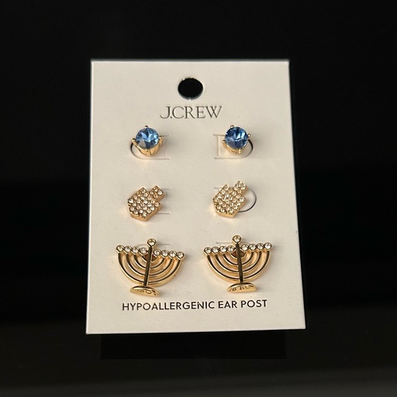 NWT J. Crew Hanukkah Stud Earrings set-of-three - Picture 4 of 16
